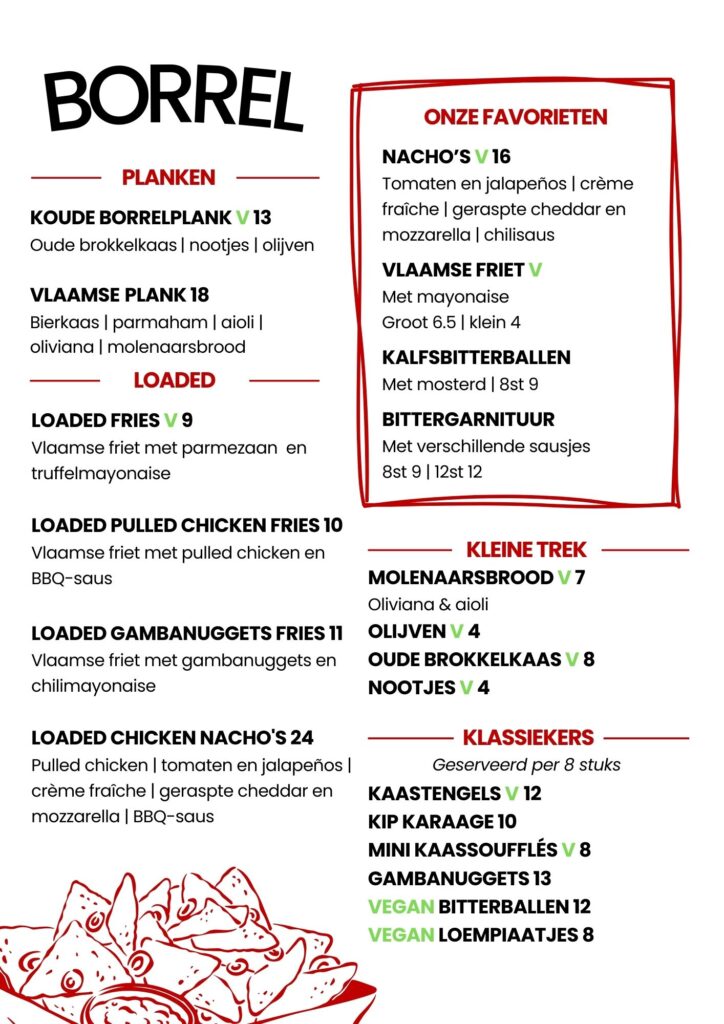 borrelkaart menu